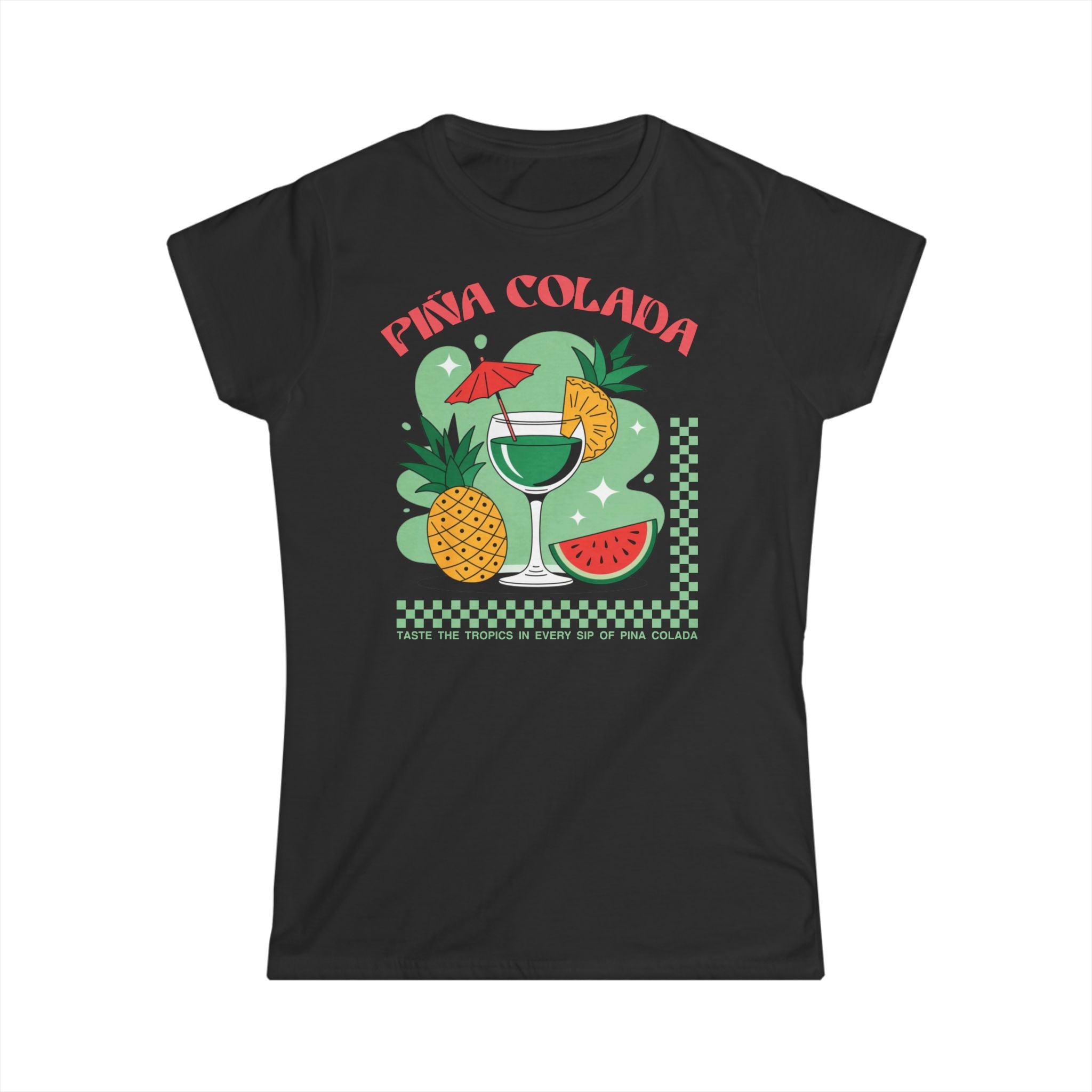 Pina Colada Graphic Tee — Tropical Pineapple & Watermelon Cocktail Shirt for Women