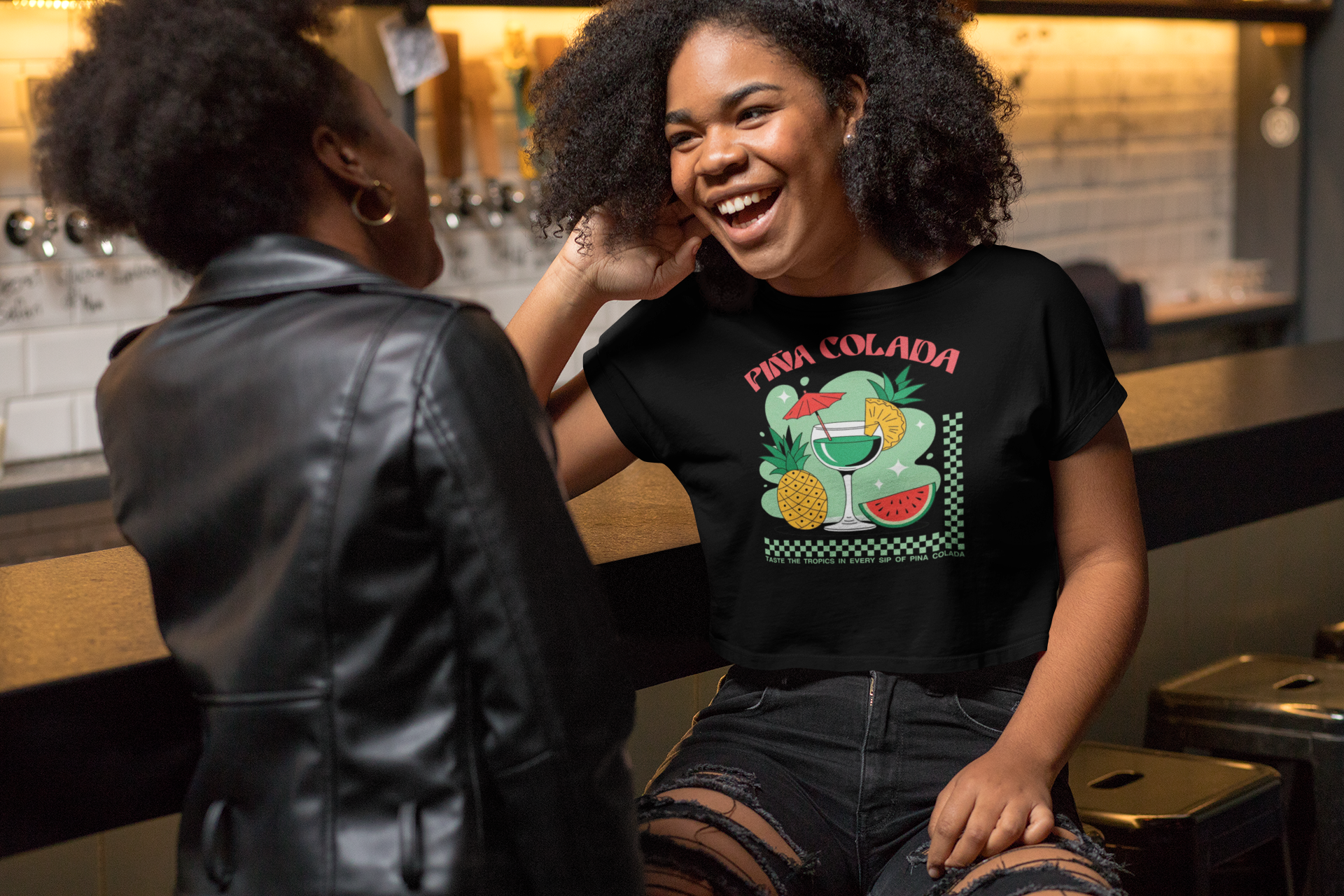 Pina Colada Graphic Tee — Tropical Pineapple & Watermelon Cocktail Shirt for Women