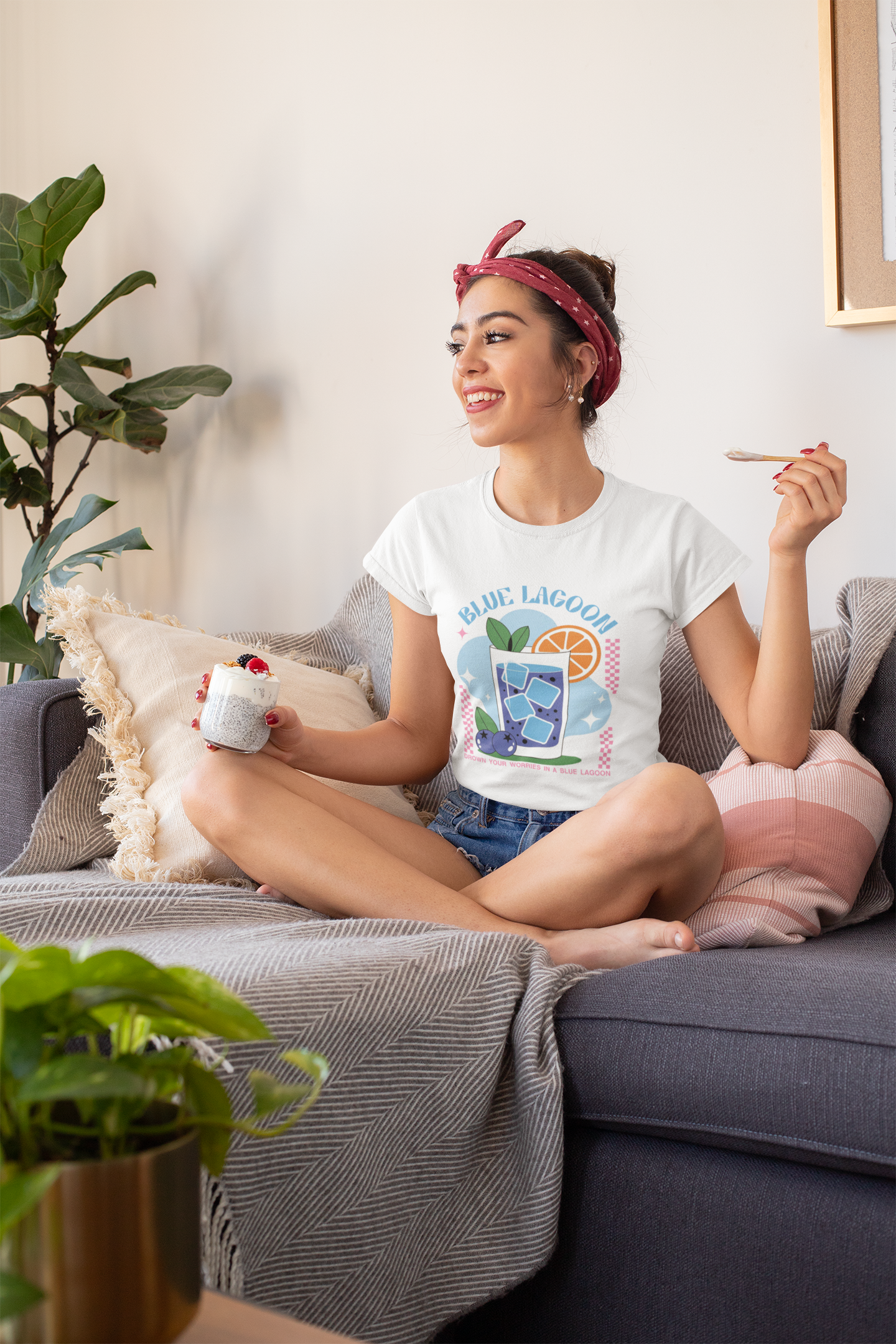 Blue Lagoon Cocktail T-Shirt — Retro Tropical Drink Graphic Tee