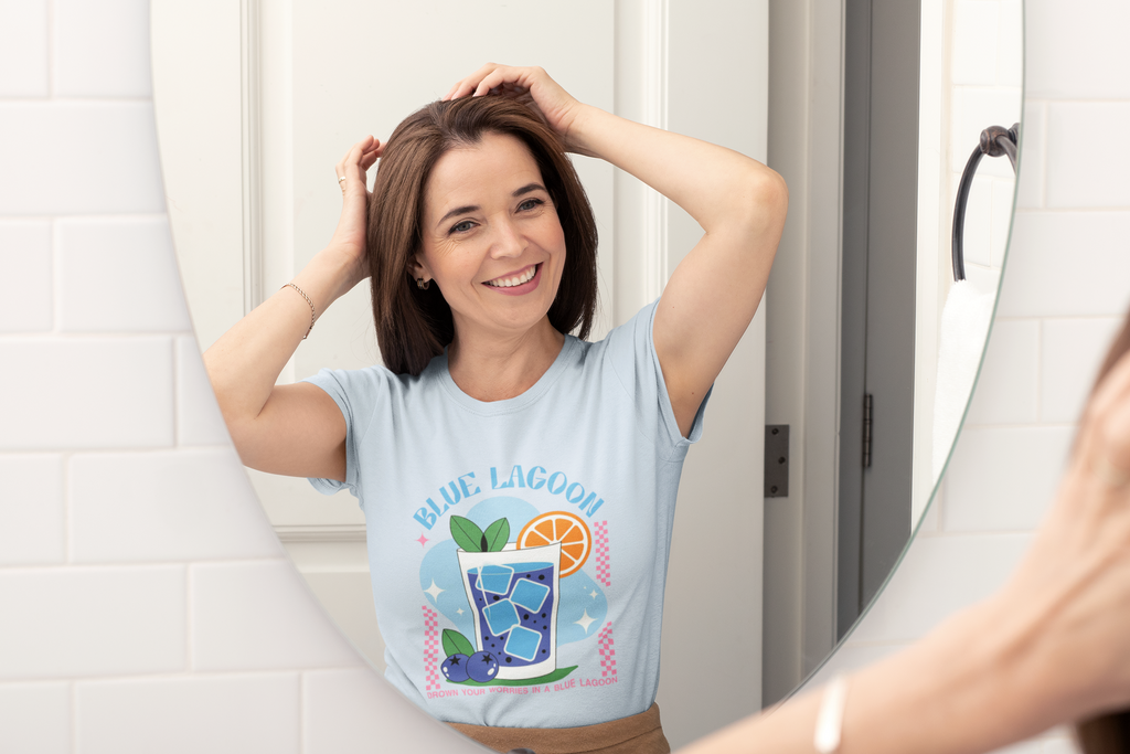 Blue Lagoon Cocktail T-Shirt — Retro Tropical Drink Graphic Tee