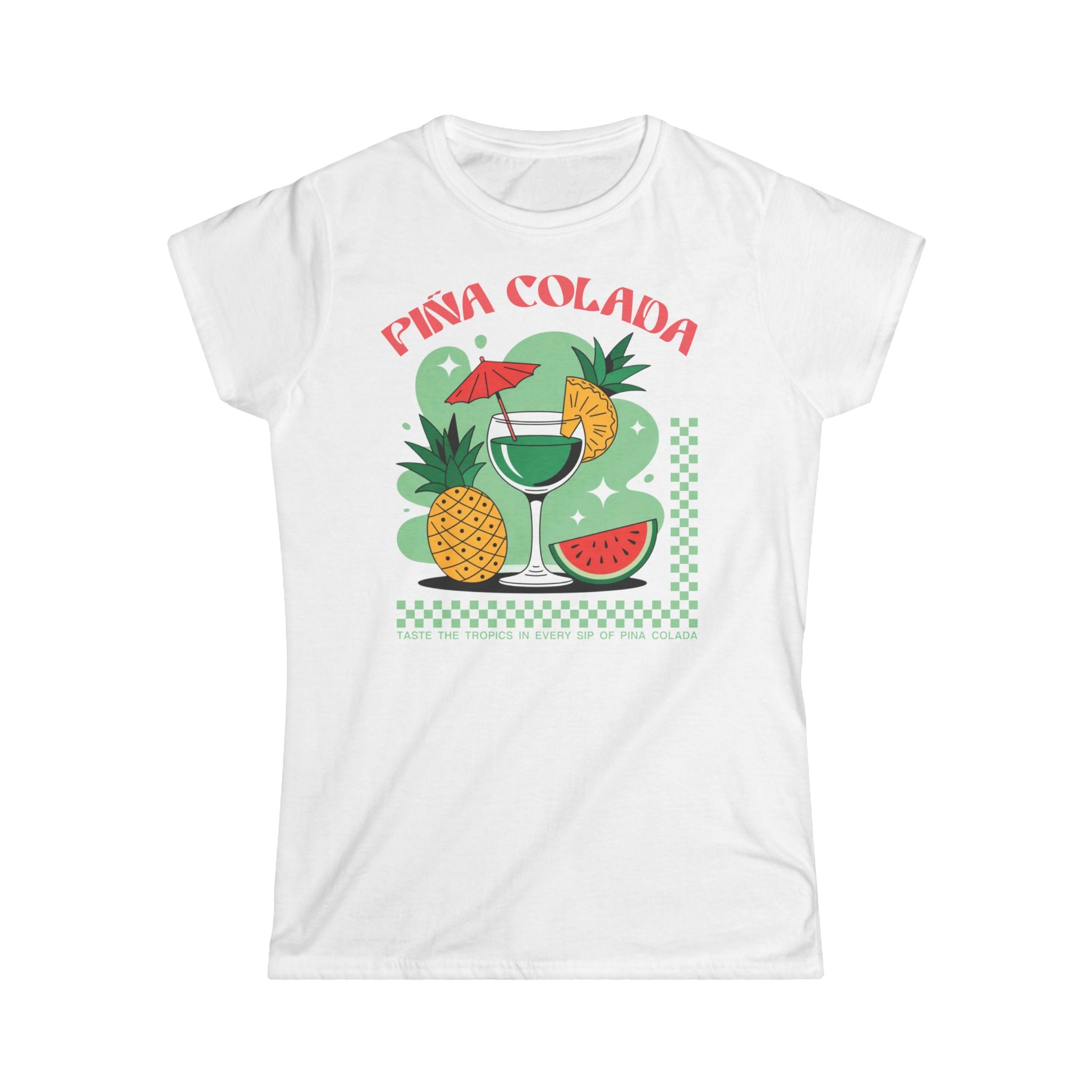 Pina Colada Graphic Tee — Tropical Pineapple & Watermelon Cocktail Shirt for Women