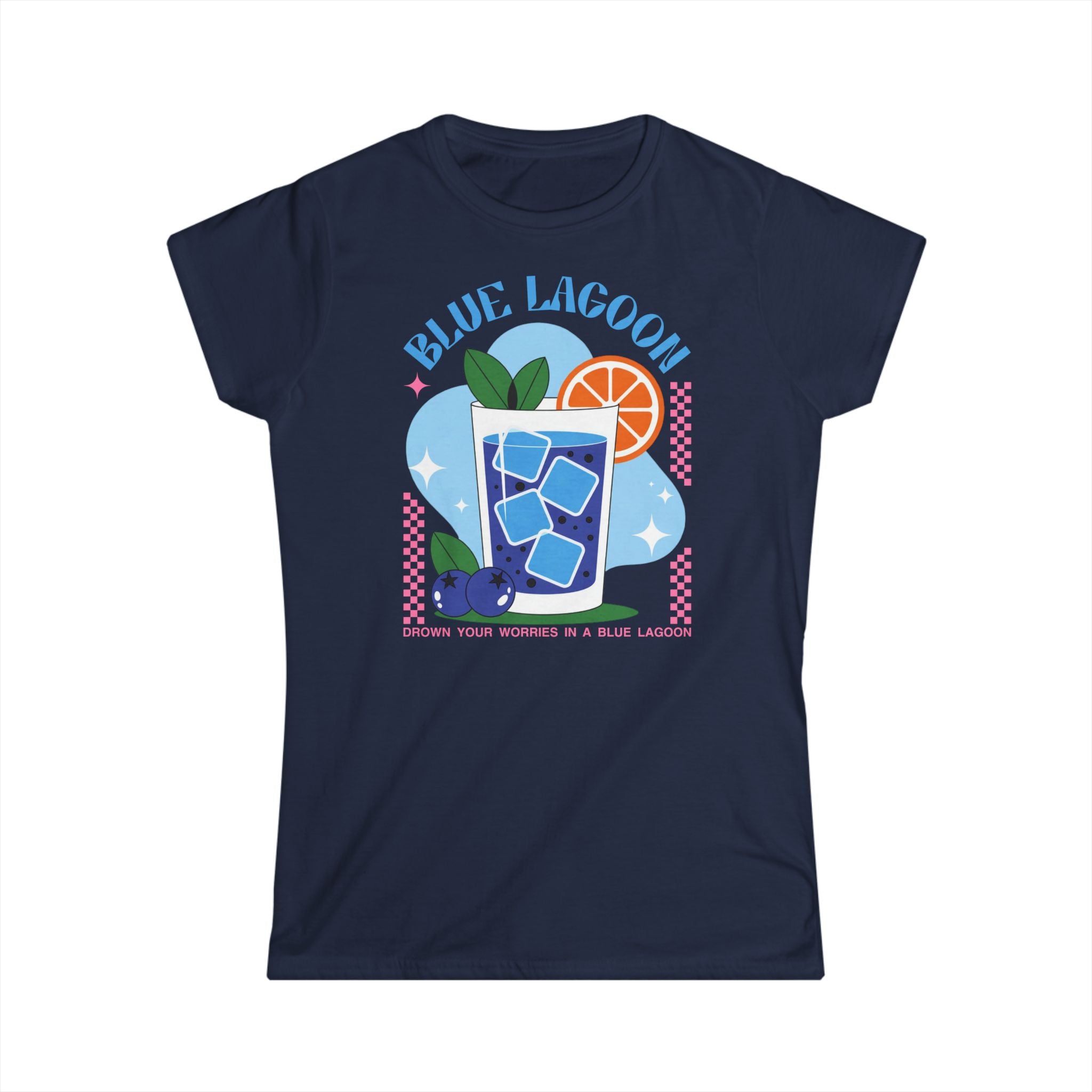 Blue Lagoon Cocktail T-Shirt — Retro Tropical Drink Graphic Tee
