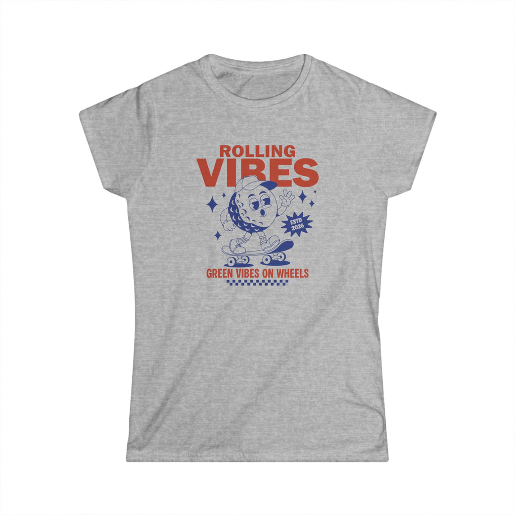 Rolling Vibes Women’s Tee — 'Green Vibes on Wheels' Retro Skate Moon Graphic