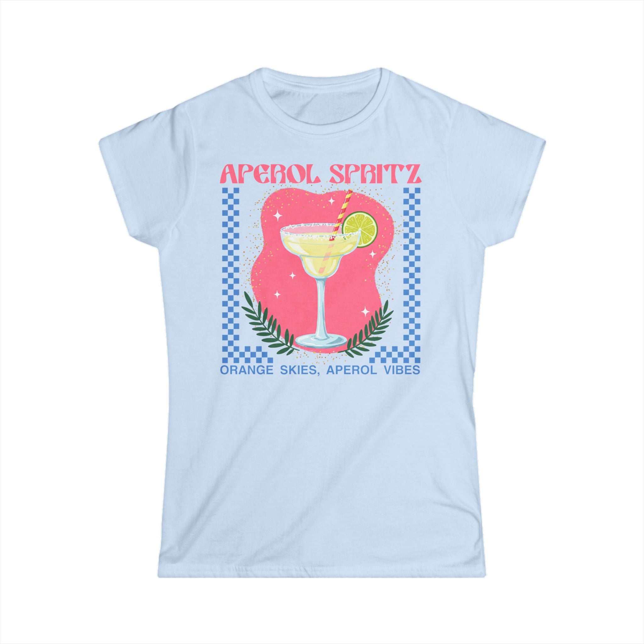 Aperol Spritz Tee — Women's Cocktail Graphic T-Shirt (Orange Skies, Aperol Vibes)