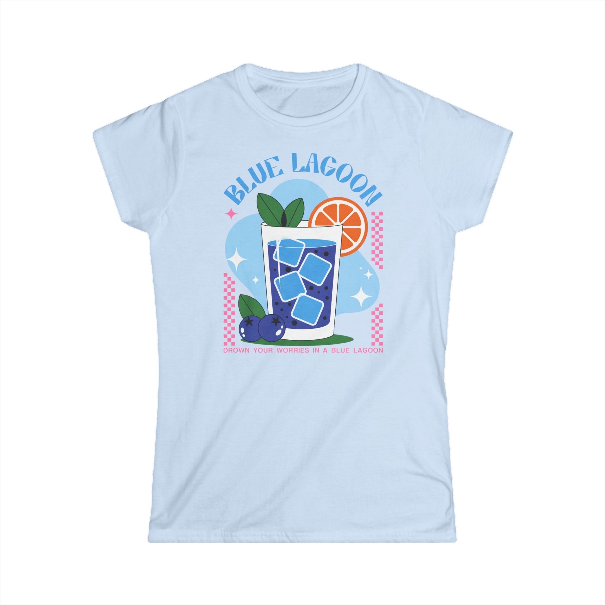 Blue Lagoon Cocktail T-Shirt — Retro Tropical Drink Graphic Tee