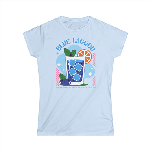 Blue Lagoon Cocktail T-Shirt — Retro Tropical Drink Graphic Tee
