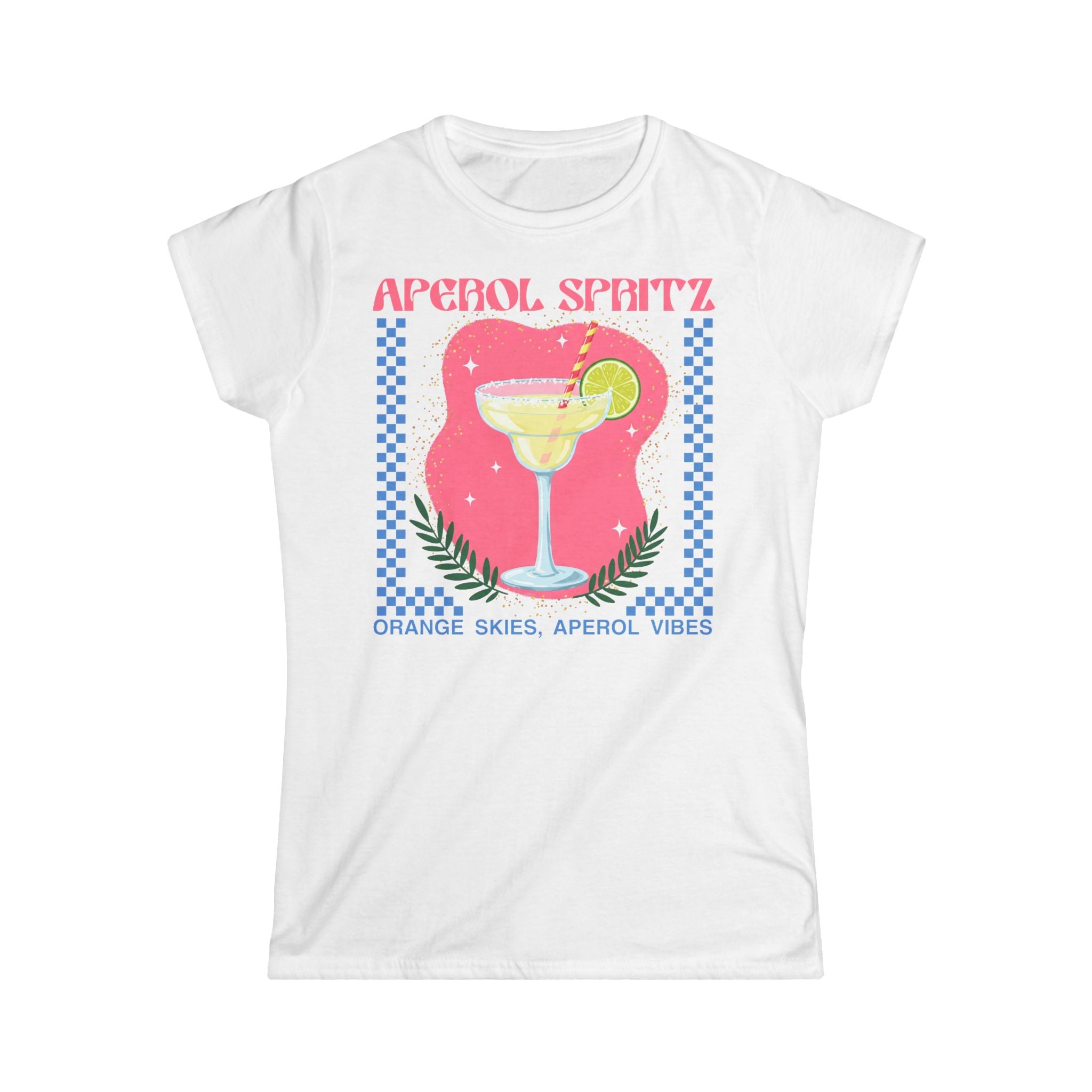 Aperol Spritz Tee — Women's Cocktail Graphic T-Shirt (Orange Skies, Aperol Vibes)