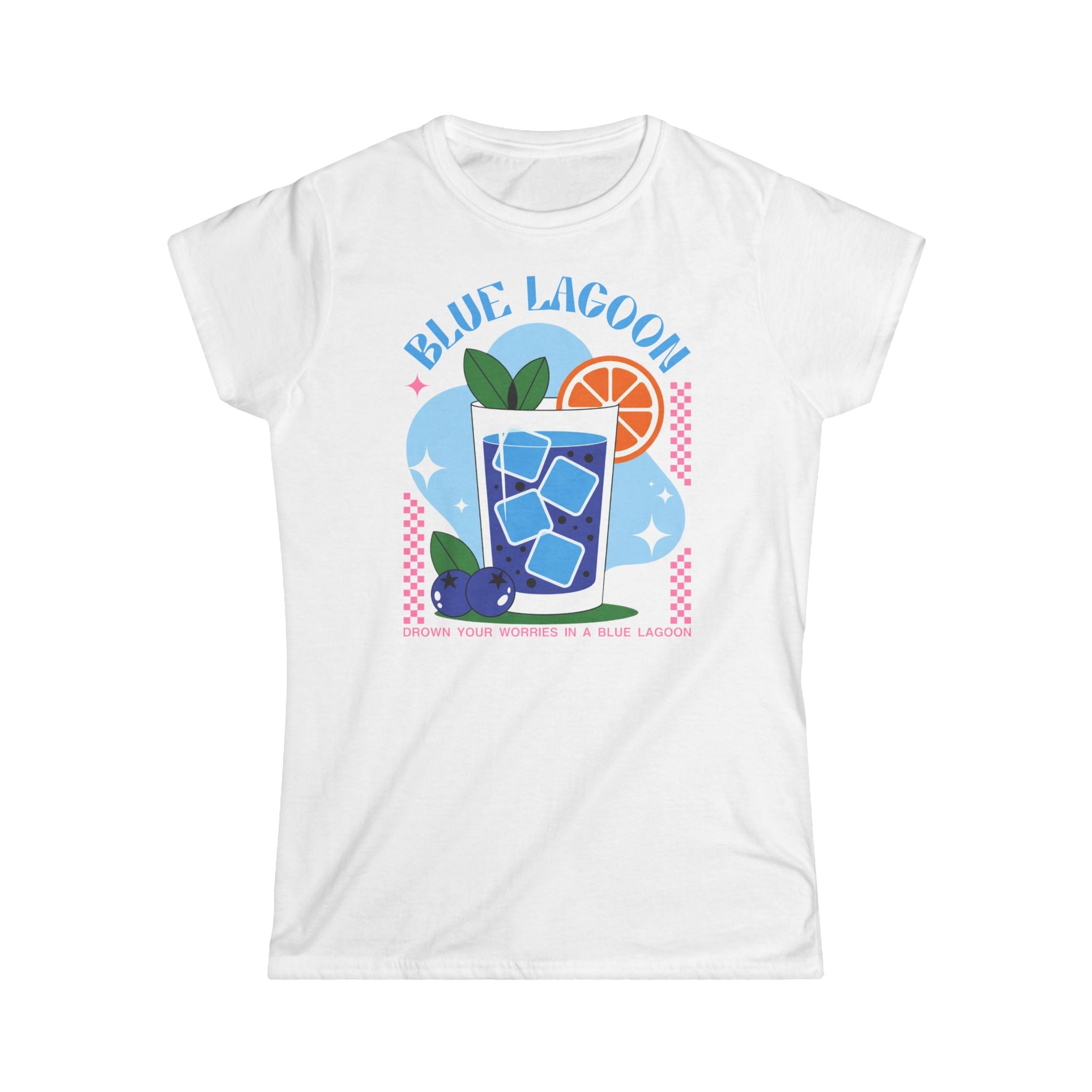 Blue Lagoon Cocktail T-Shirt — Retro Tropical Drink Graphic Tee