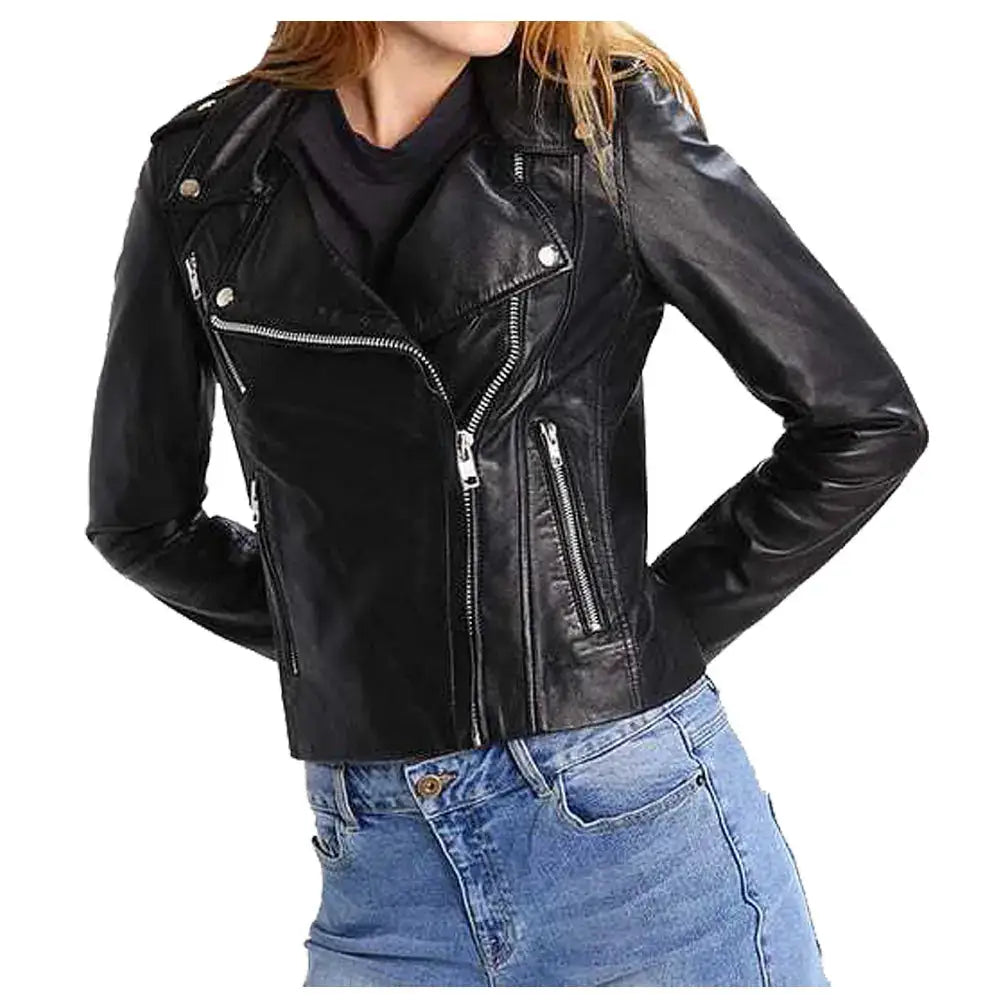 Women's Lambskin Leather Biker Jacket